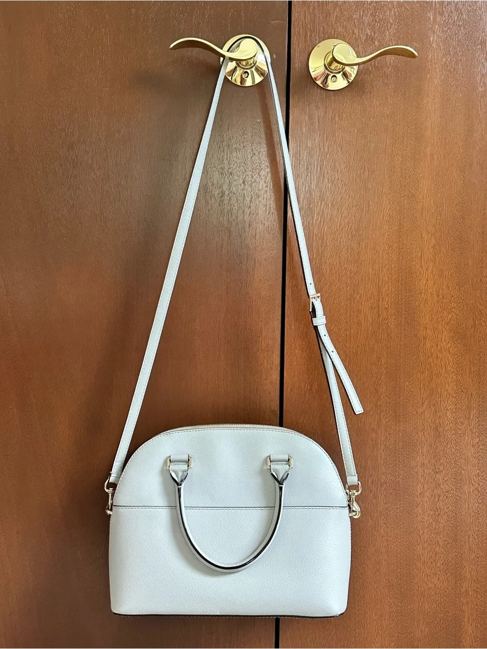 Kate Spade Grove Street Carli Gray Dome Leather Satchel with Crossbody Strap